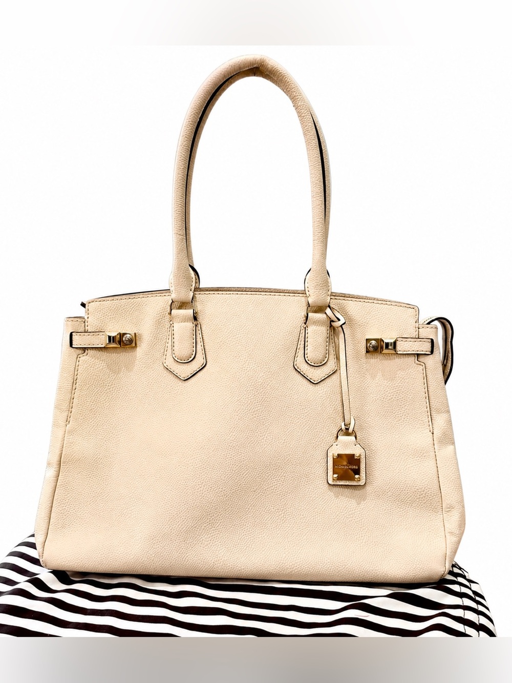 henri bendel Carlyse In Cream w/ coated pebbled leather